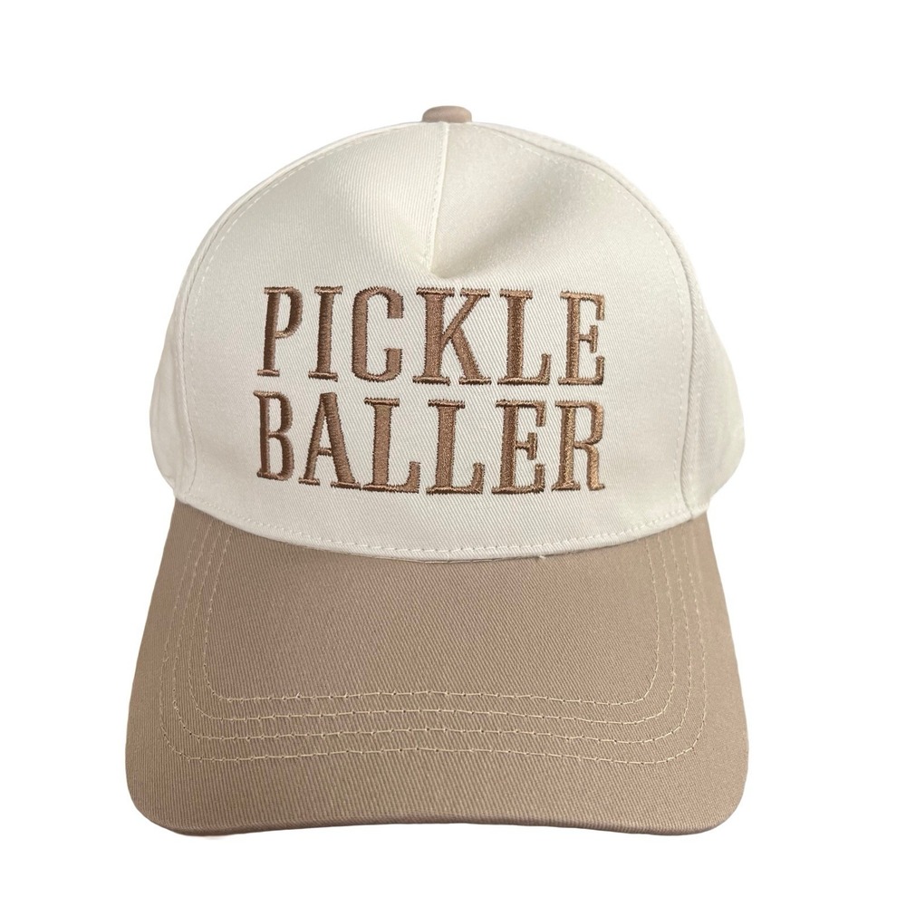 Pickle Baller Snapback Baseball Tan Embroidered Hat Cap One Size‎ Adjustable New